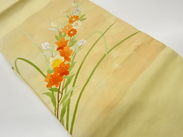 JAPANESE KIMONO / KUSABANA PATTERN EMBROIDERY NAGOYA OBI